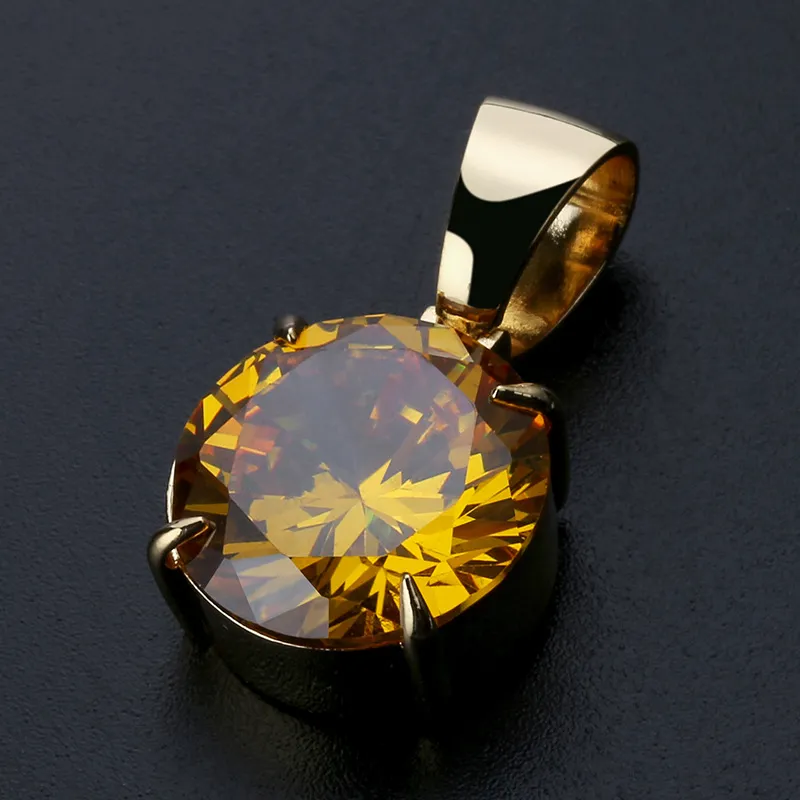 Collier avec pendentif en or et zircon cubique glacé pour amoureux, chaîne Hip Hop multicolore, bijoux en diamant rond taille princesse_voghion.com