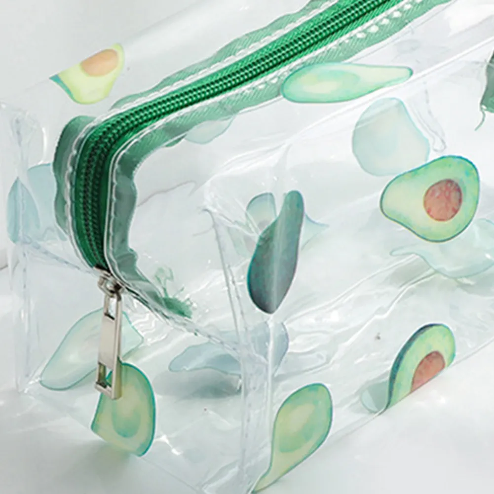 Borsa da toilette trasparente in PVC per cosmetici, frutta e avocado, piccola, impermeabile, multifunzione, per donne e ragazze, portapenne_voghion.com