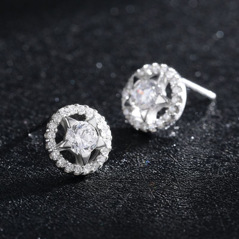 Zircon Stud Earrings For Women Elegant 925 Silver Wedding Gift_voghion.com