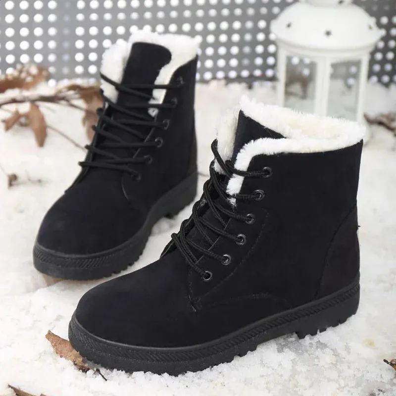 Snow Plush Platform For Women Fashion Keep Warm Womens Boots Flat Botas Mujer Winter Shoes 240830_voghion.com
