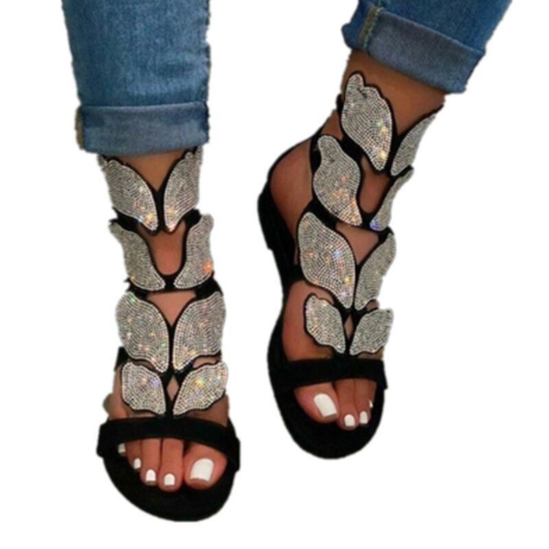 Women's fashion bow rhinestone flat sandals_voghion.com