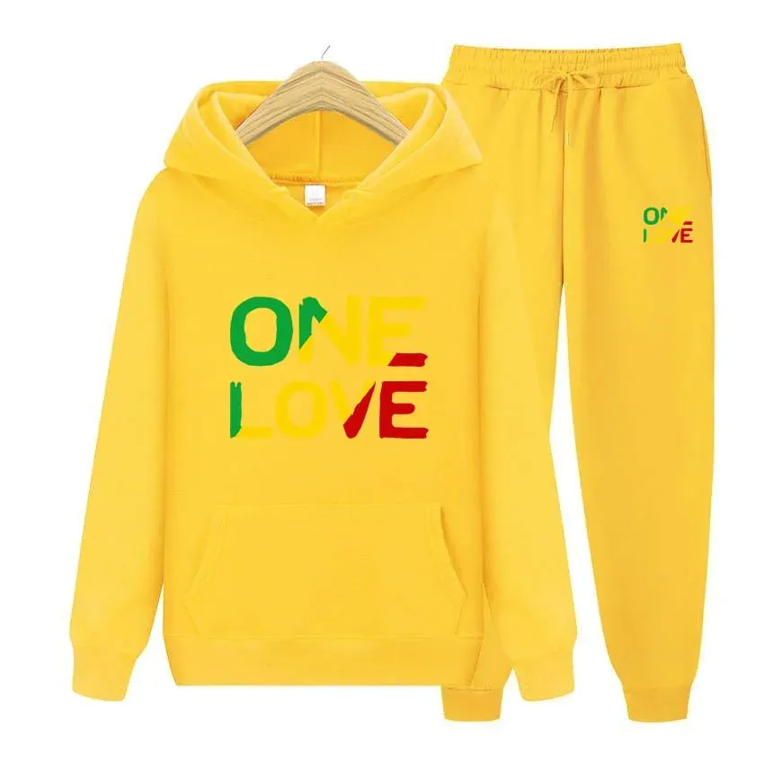 Survêtements pour hommes automne hiver sweats à capuche pantalons deux pièces ensemble un amour impression hommes femmes jogger épais vêtements chauds_voghion.com