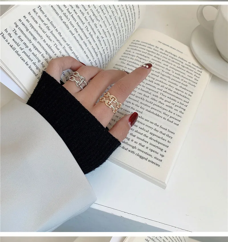 Pendant Necklaces Fashion Gold Color Metal Pig Nose Ring Simple Opening Geometric Hollow Heart Year Rings For Women_voghion.com