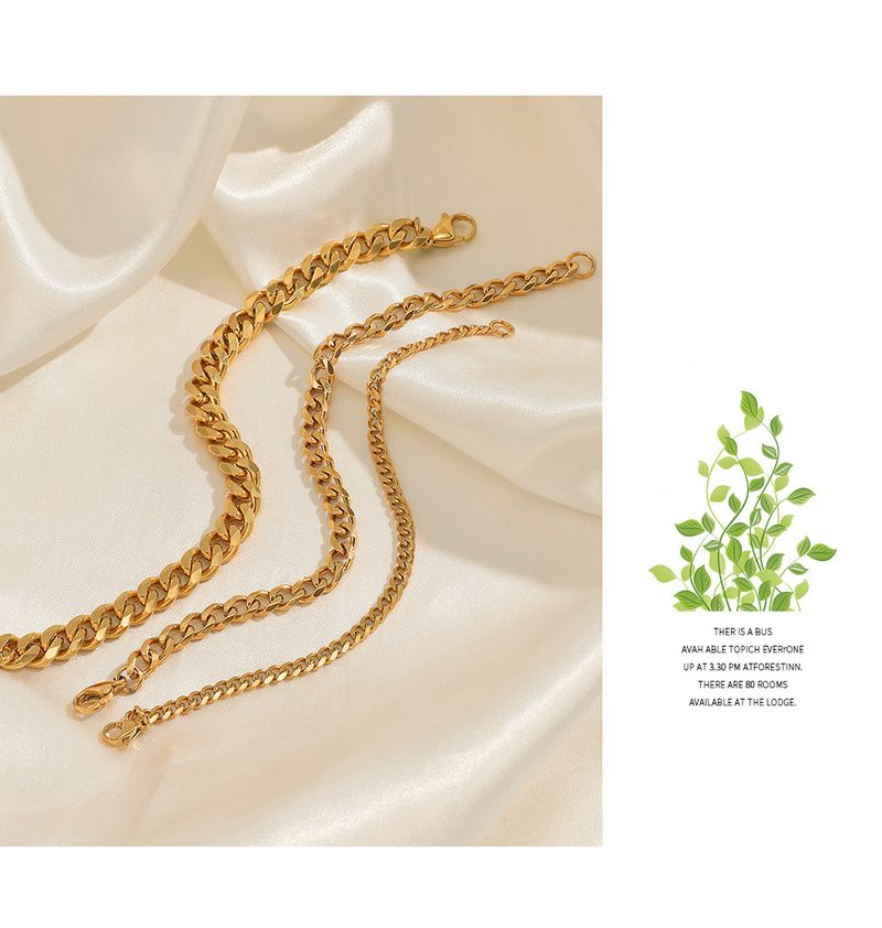 Braccialetto in acciaio inossidabile con tendenza alla moda, placcatura in oro vero, trama liscia, catena cubana in acciaio al titanio, gioielli da donna_voghion.com