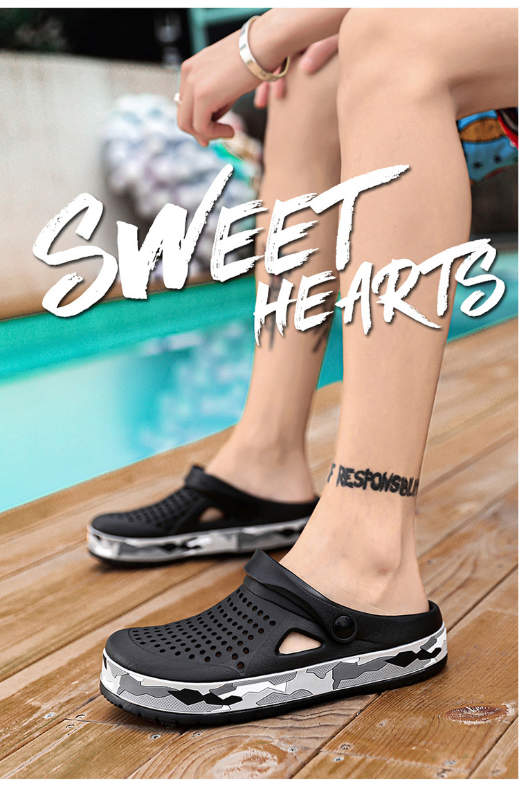0916 Summer Beach Hole Fashion Trend Two Wear Men's Sandals Camo Shoes_voghion.com