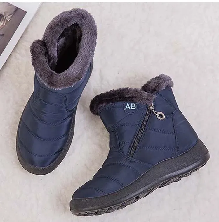 Wasserdichte Damen Schneestiefel Mit Fellfutter Und Reißverschluss_voghion.com