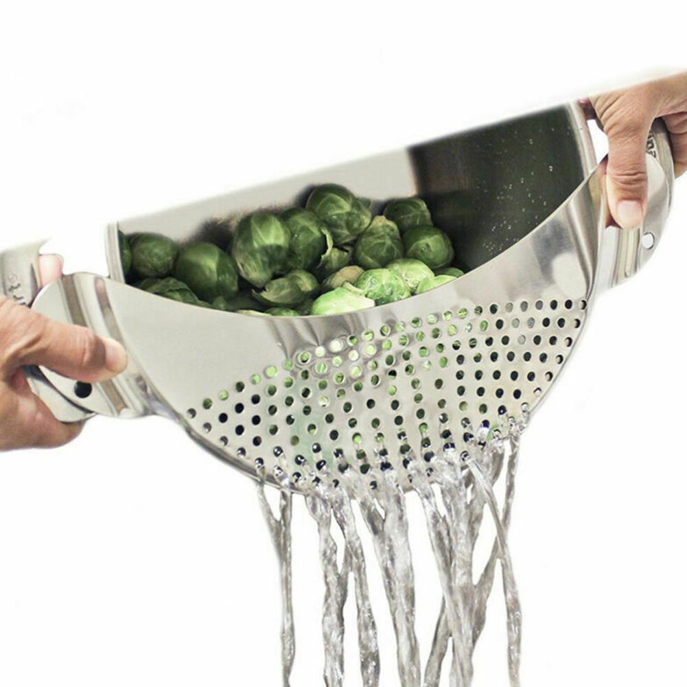 Scolapasta in acciaio, scolapasta, scolapasta per spaghetti, utensile per lavare le verdure in cucina, filtro per scolare la pentola e la padella_voghion.com