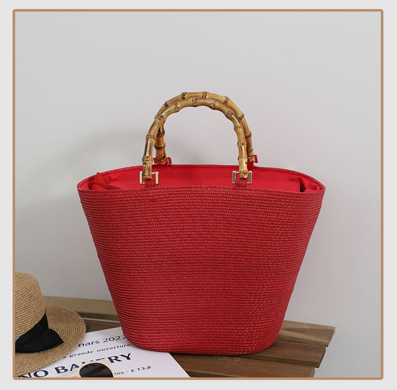 French Style Straw Tote Bag For Beach And Holiday Handbags_voghion.com