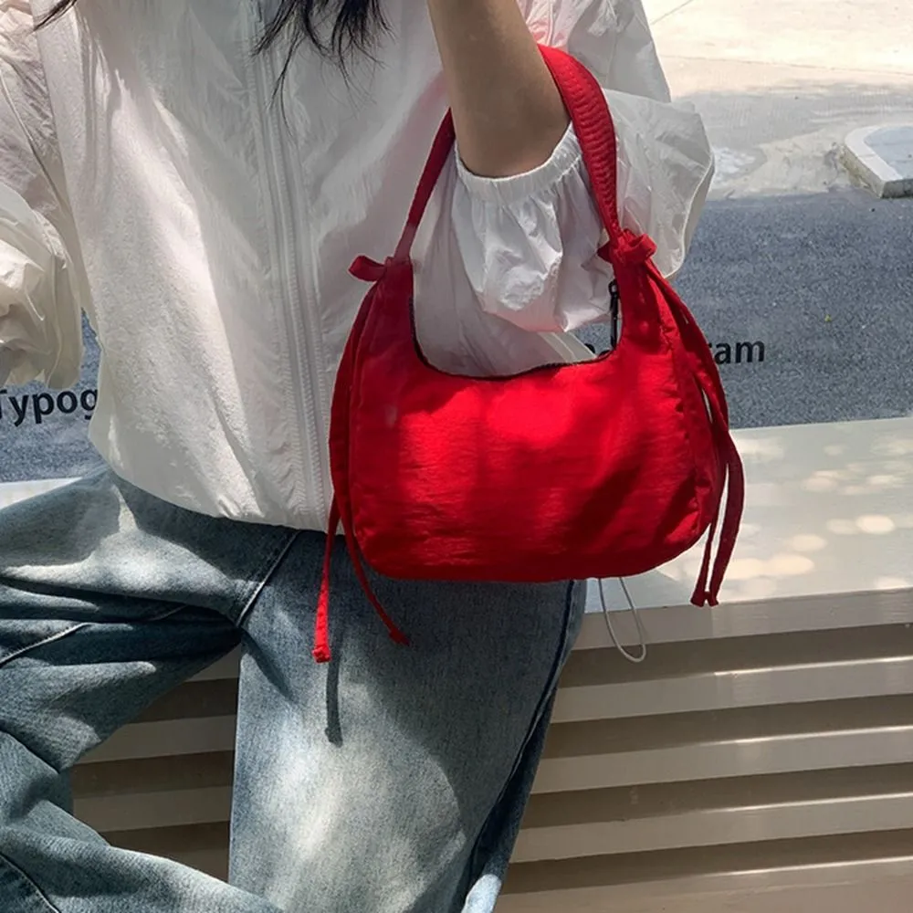 Borsa a tracolla in tessuto Oxford con fiocco in nylon, versatile, stile coreano, da portare sotto le ascelle, semplice, coordinata, per ragazze_voghion.com