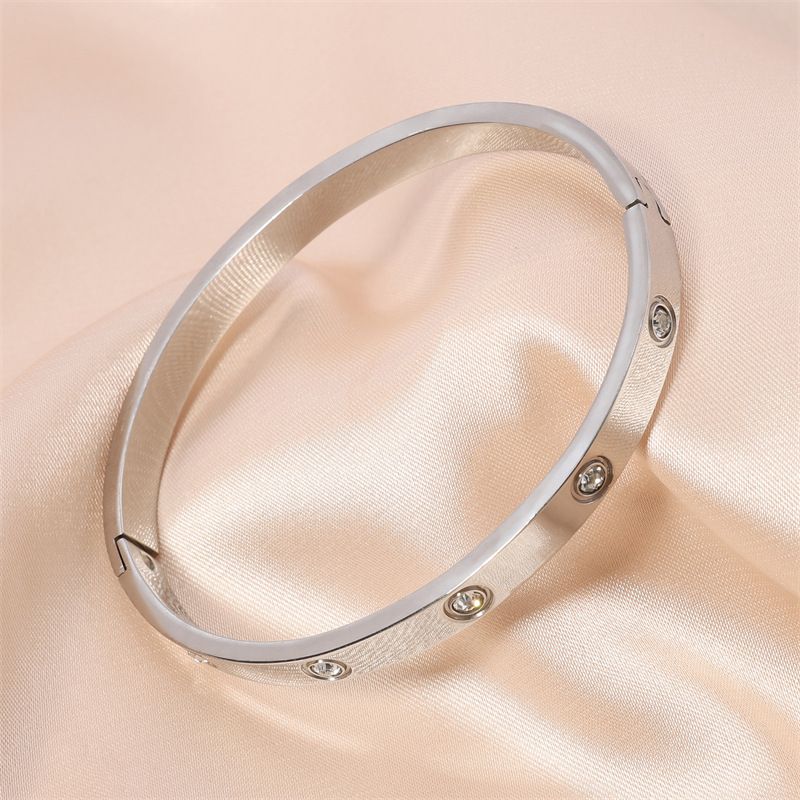 Casual Simple Style Streetwear Geometric 304 Stainless Steel Zircon Bangle In Bulk_voghion.com