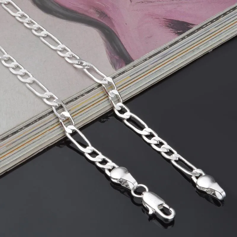 Collana a catena figaro per uomo e donna in argento sterling_voghion.com