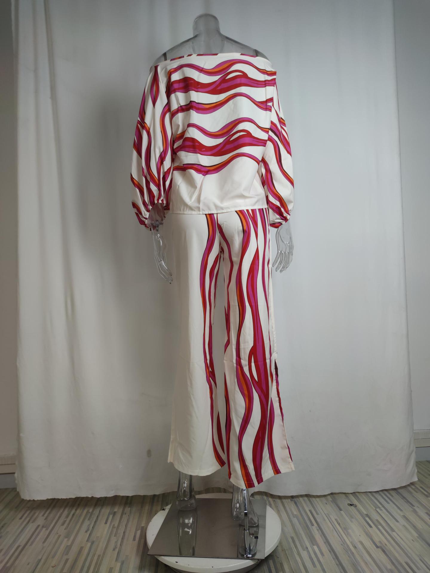 top ampio con maniche a pipistrello + pantaloni a gamba larga set alla moda in due pezzi_voghion.com