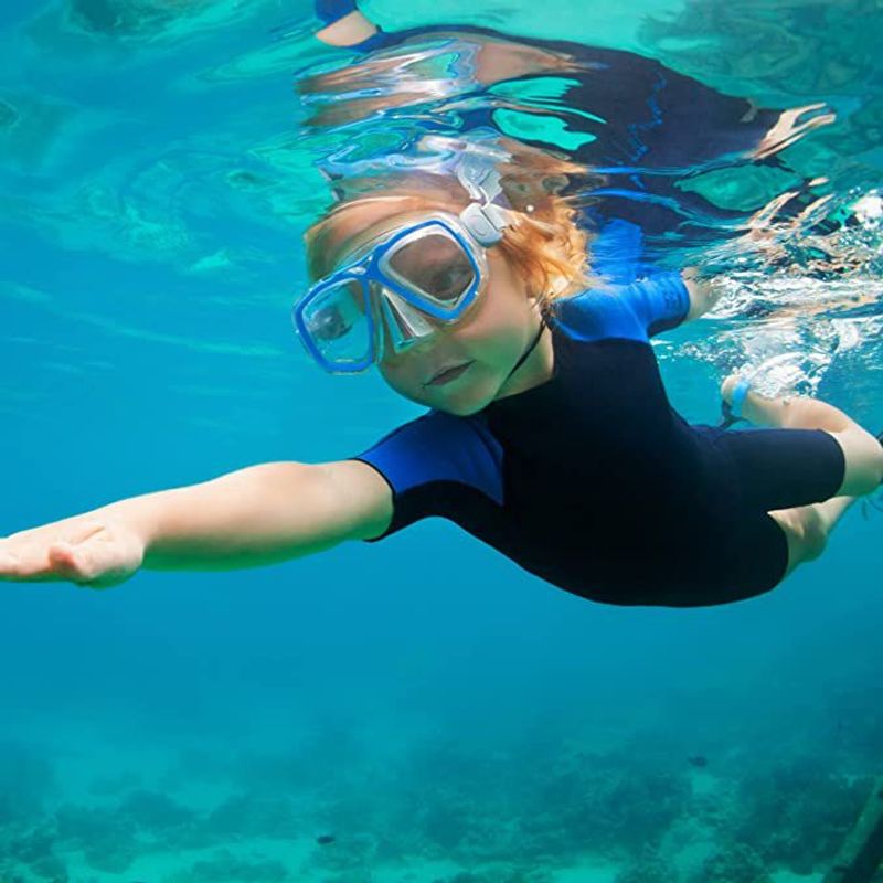 Schnorchel fir Erwuessener a Kanner, zwee Sätz vun High-Definition Anti-Niwwel Tauchen, Nuesklammer Ouerrostëpsen, Professionell Schwammbrëll_voghion.com