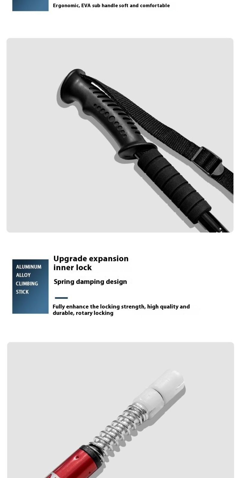 Baston extensibil ultraușor din aliaj de aluminiu pentru alpinism, echipament multifuncțional pentru drumeții în aer liber_voghion.com