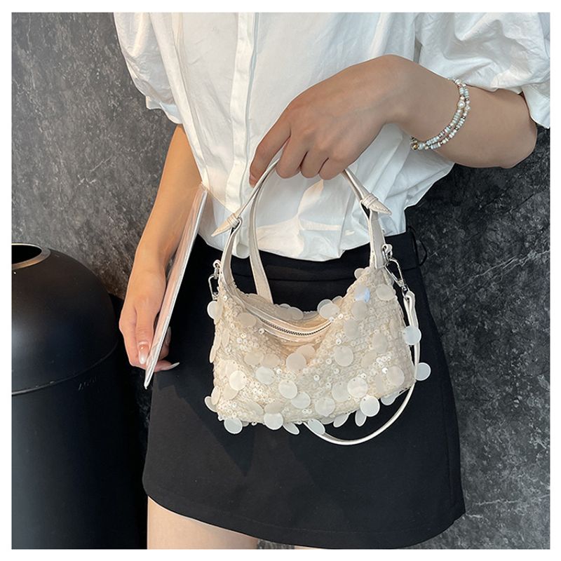 Modische kleine quadratische Tasche Damen im neuen ausländischen Stil 2024 mit Pailletten, Knödeltasche, vielseitige_voghion.com