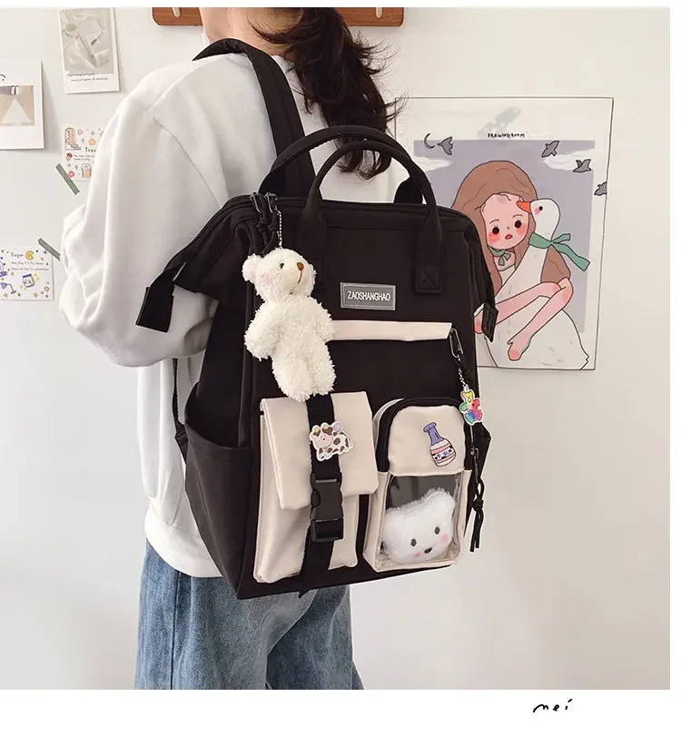 2024 Damen-Laptop-Rucksäcke in Bonbonfarben, süße Kawaii-Schultaschen für japanische Reise-Camping-Rucksäcke für Teenager_voghion.com