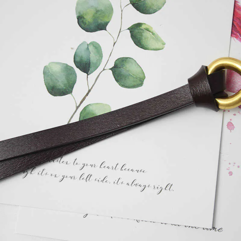 Curea din piele Chntensho cu cataramă plisată și buclă răsucită, importată, cu inel și nasture răsucit, Q0625_voghion.com