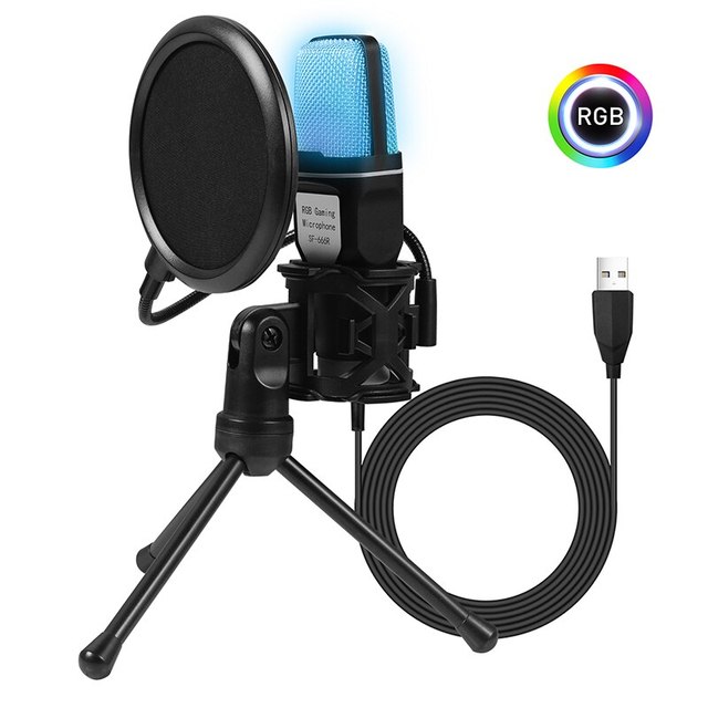 SF666R USB mikrofon RGB mikrofon kondensaatoriga juhtmega mängumikrofon taskuhäälingu salvestamiseks, stuudio voogedastuseks, sülearvuti lauaarvuti jaoks_voghion.com