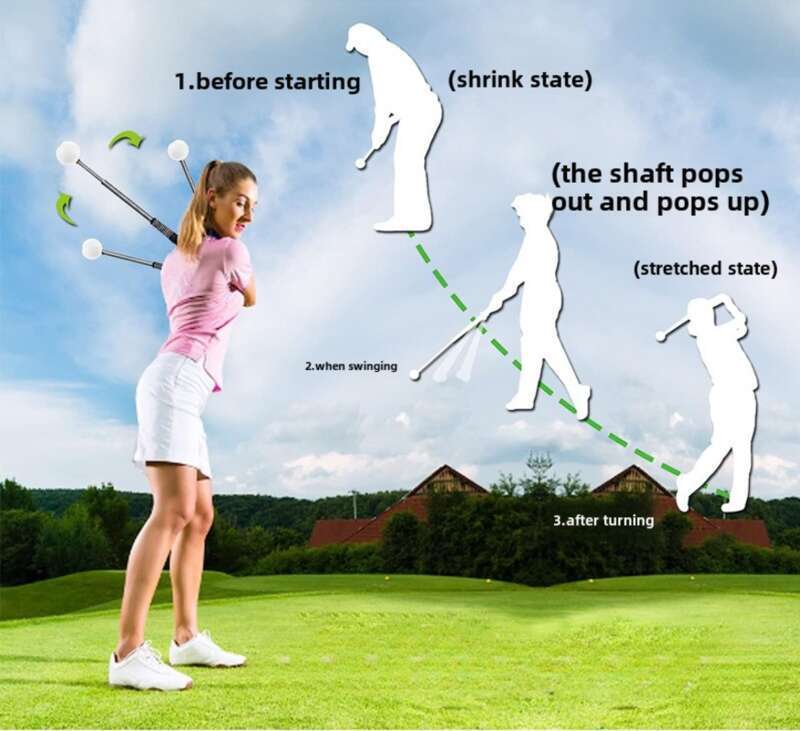 Professionele golfswing oefenstick, geïntegreerd met telescopisch apparaat en akoestische staaf, zwarte technologie_voghion.com