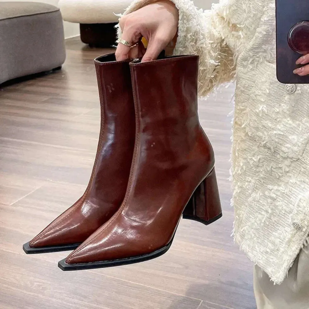 Winter  Ankle Fashion Back Zippers Pointed Toe Ladies Elegant Short Boots High Heel Women's Footwear_voghion.com