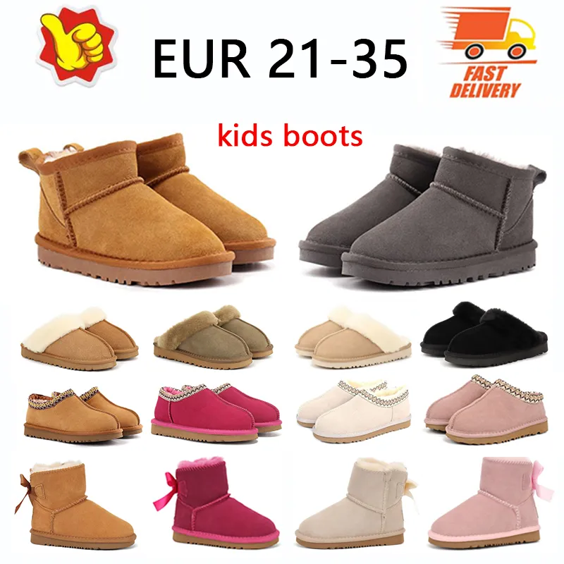 Tasman slippers kids Boots Classic Chesut baby boys girls toddler Fur Black Sand Ankle Mules Winter snow Tazz Booties_voghion.com