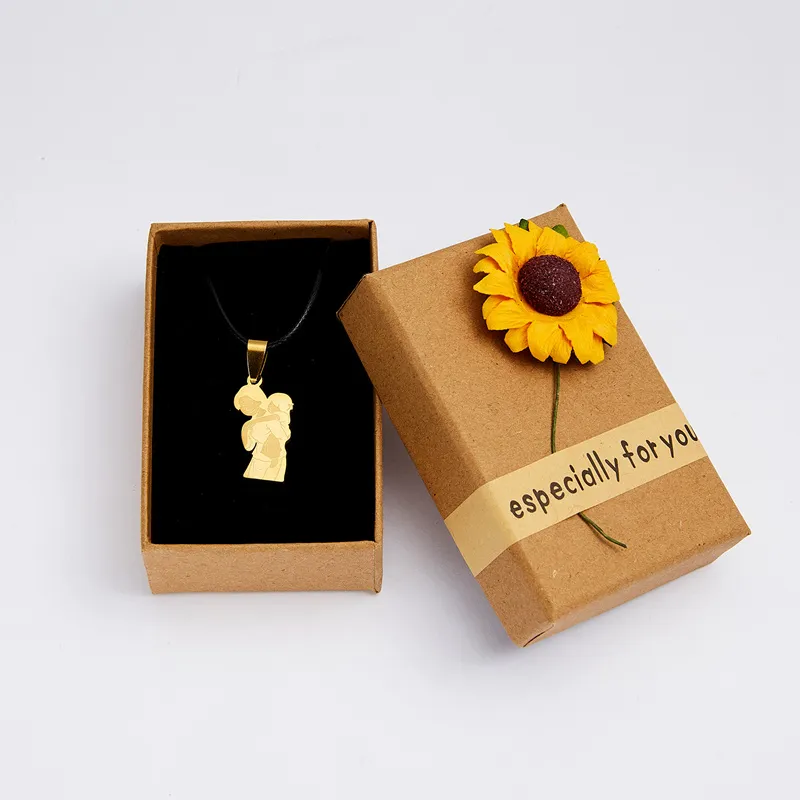 Pendant Necklaces Personality Mothers Day Stainless Steel Mom Necklace For Women Gift Gold Color Chain Baby Leather_voghion.com