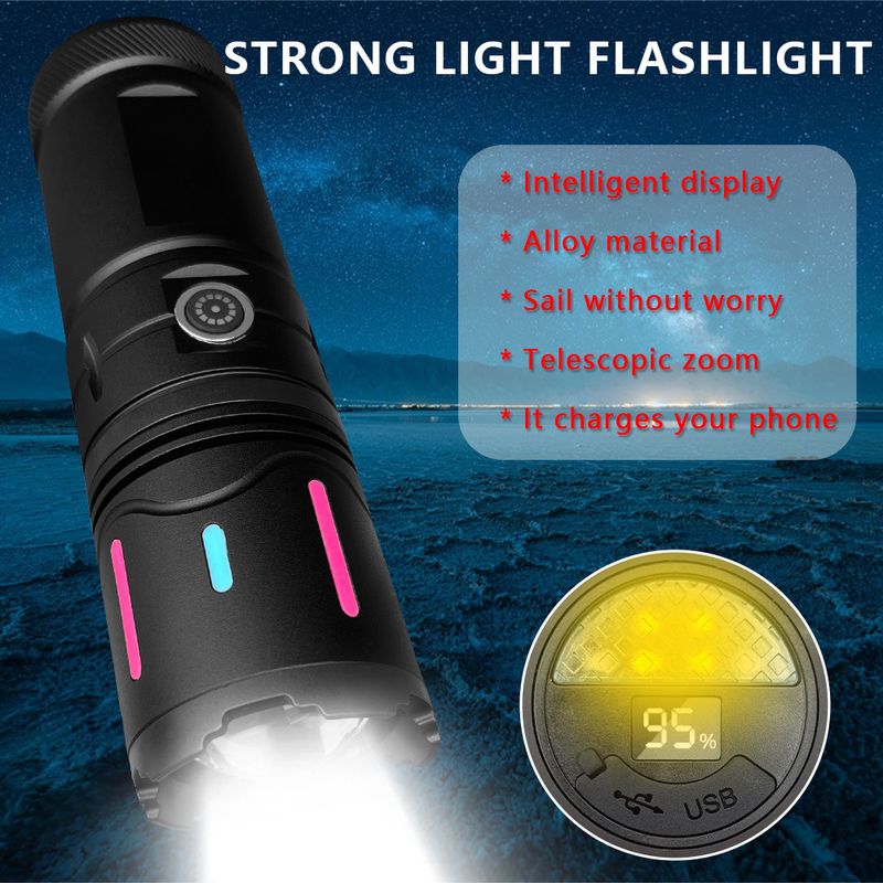 White laser light far-flung aluminum alloy fluorescent strip telescc zoom multi-function flashlight with long endurance_voghion.com