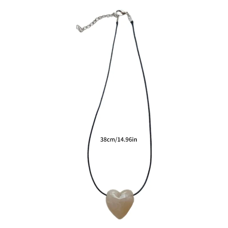 Adjustable Heart Pendant Necklace Colorful Fashionable Choker_voghion.com