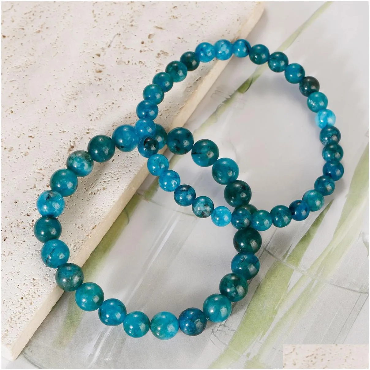 Bracciale di perle in apatite naturale elastico gioiello donna_voghion.com
