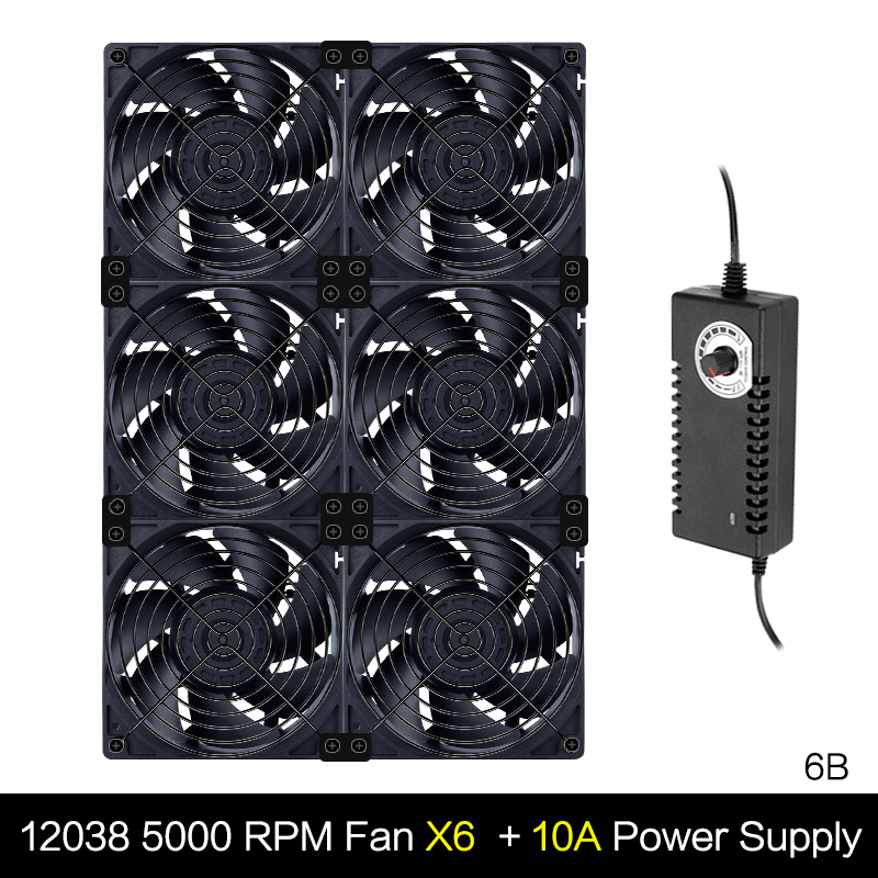 12038 Kit ventola ad alta velocità da 120 mm con due cuscinetti a sfera 5000 giri/min 100 V 110 V 220 V per armadio per mining BTC, sistema di raffreddamento da 12 cm_voghion.com