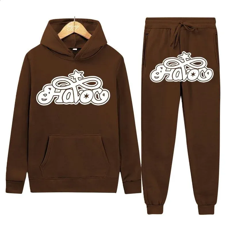 Haruku Hiphop Y2K Parça Set İnce Kapşonlu Üstler Rahat Eşofman Pantolon Takım Erkek Kadın Moda Mektup Baskılı Ana Cadde_voghion.com