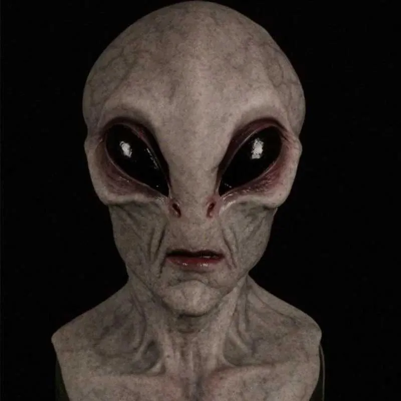 Masque d'Halloween en latex avec grands yeux horribles, OVNI, visage complet, effrayant, horreur, tête d'alien, masques pour adultes, accessoires de fête de monstre, cosplay_voghion.com
