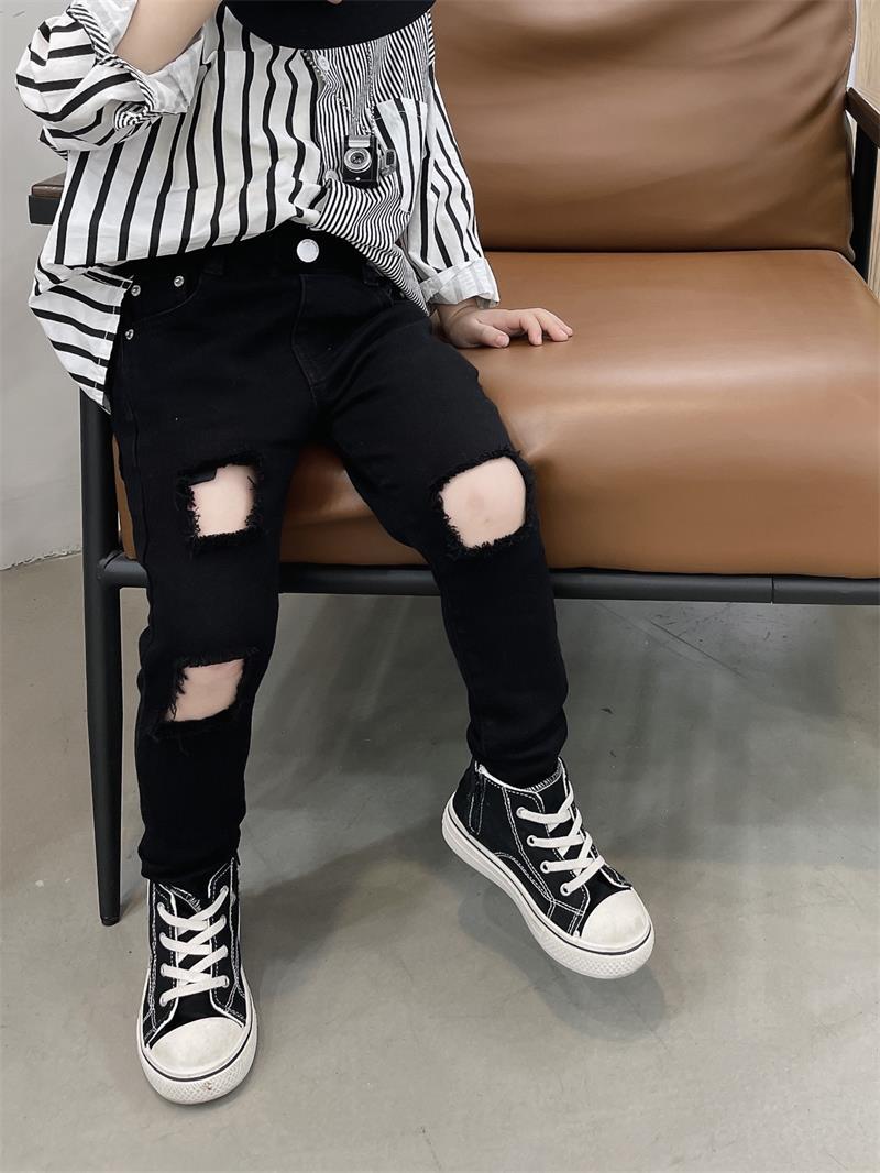 Kid's Clothing 2024 Spring and Autumn Clothing Season Children's Street Dance Hip-Hop Boys' Slim Fit Skinny Ripped Trousers_voghion.com