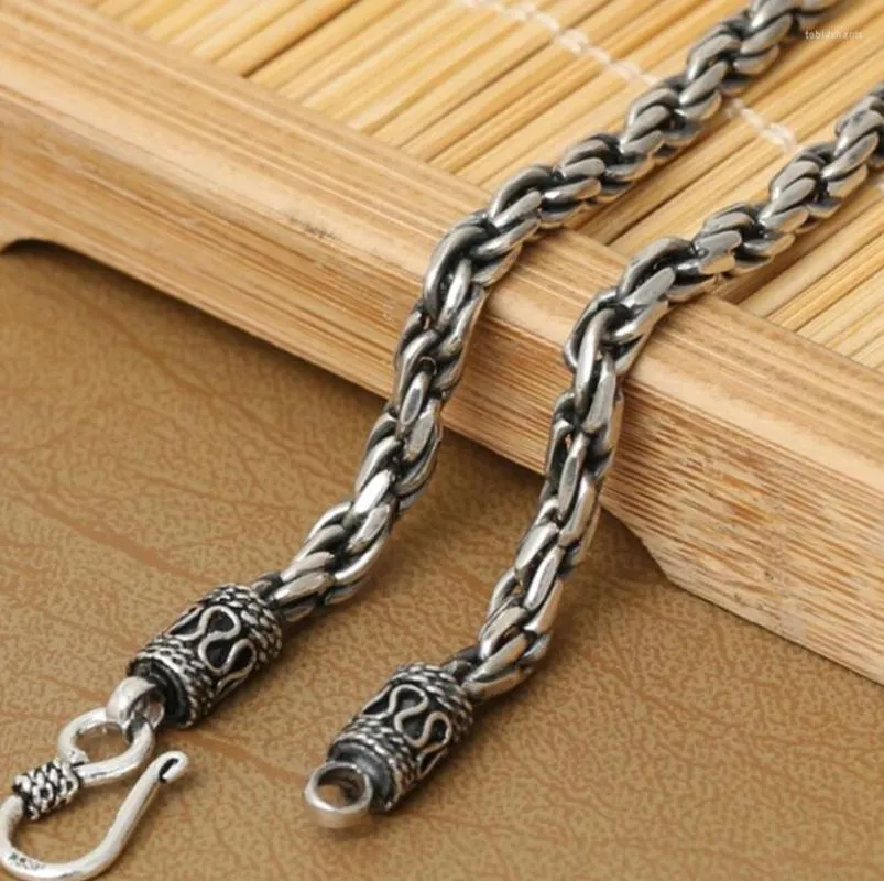 Kedjor Pure Sier 4mm Tjock Twist Cord Link Chain S Halsband Sterlingsmycken_voghion.com
