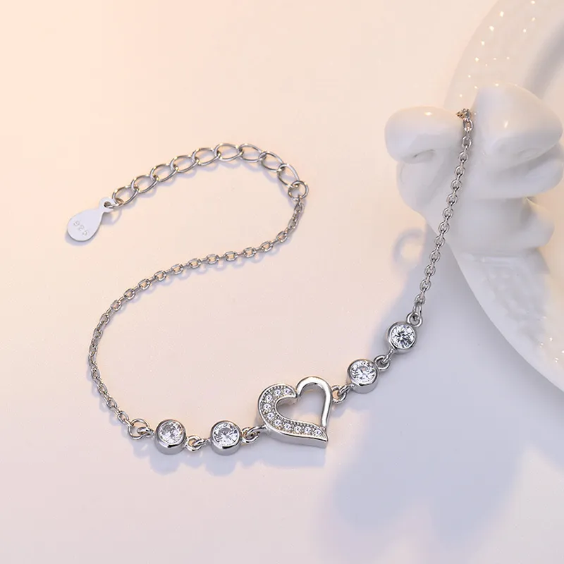 Wholesale Jewelry Love Ladies Korean Sterling Crystal Heart-shaped Bracelet_ipsvogv.com
