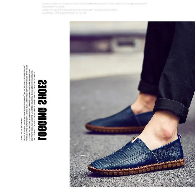 Grande taille 48 49 en cuir véritable plat hommes blanc doux espadrilles décontractées mâle confortable marche conduite chaussures mocassins mocassins_voghion.com