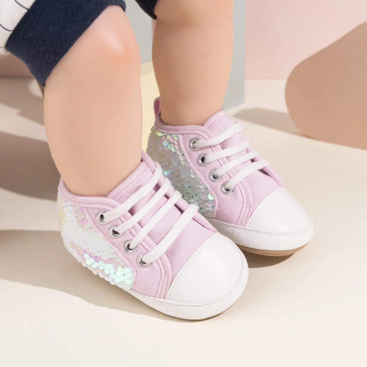 Sneakers per neonati con paillettes alte comode e casual_voghion.com
