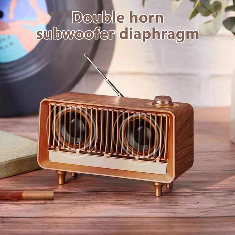 Retro Wood Blutooth Radio with Builtin Speakers, Elegant & Vintage Design Rotary AM/FM Tuning Dial Home Table Decoration_voghion.com