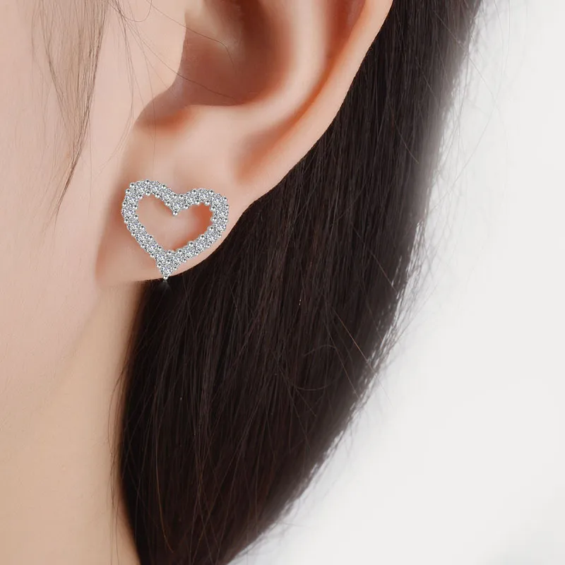 Gold Plated Stud Earrings Shiny Zircon Metal Elegant Fashion Love Heart Designer Earring Earings Ear Rings Jewelry_voghion.com