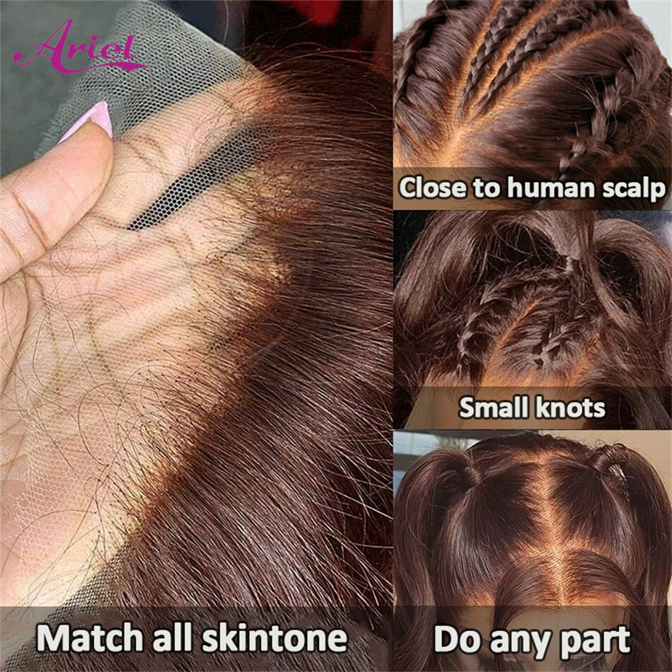 hot selling HD 13x6 Glueless Chocolate Brown Colore Front Human Hair Wigs For Women 30 Inch Transparent Lace Frontal Wig Pre