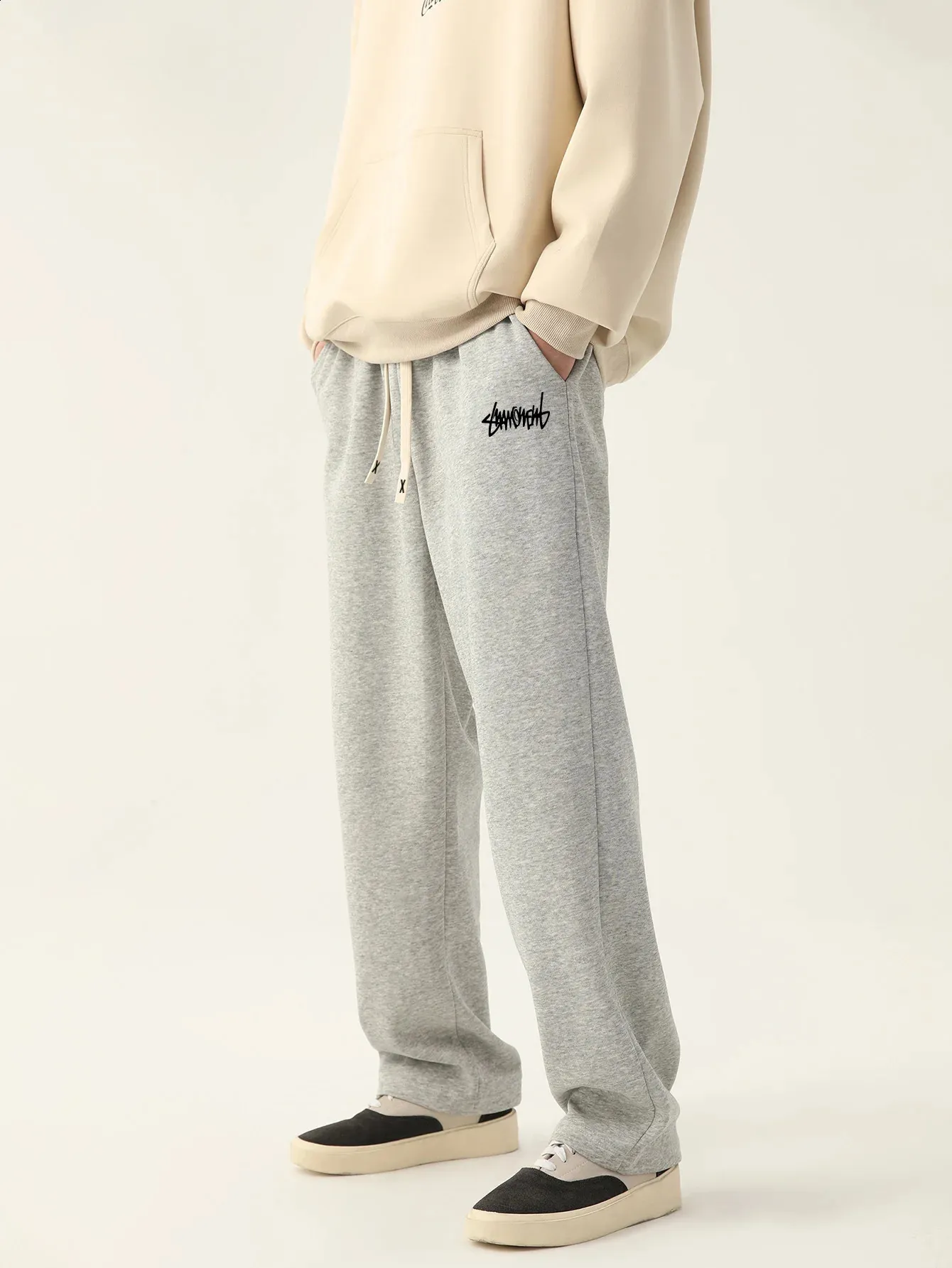 Pantaloni da jogging alla moda, traspiranti, neutri, da uomo, larghi e da esterno, 240822_voghion.com