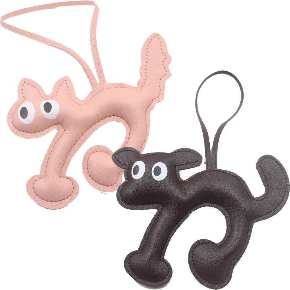 Classic and leather cat shaped cute car pocket charm mobile phone pendant Trinket keychain accessories Y241121_voghion.com
