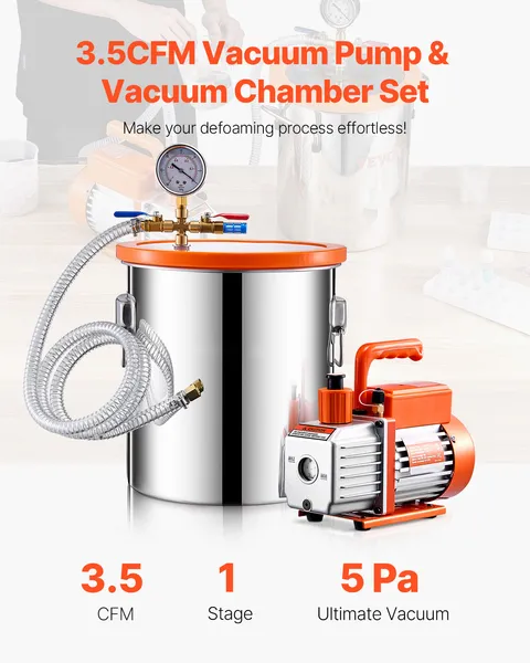 Vacuum Chamber Kit With Pump Stainless Steel And Acrylic Lid_voghion.com