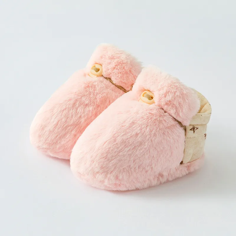 Zapatos de cuna antideslizantes con suela de algodón para bebés y niños pequeños, para otoño e invierno, de felpa, cálidos o para niños pequeños_voghion.com
