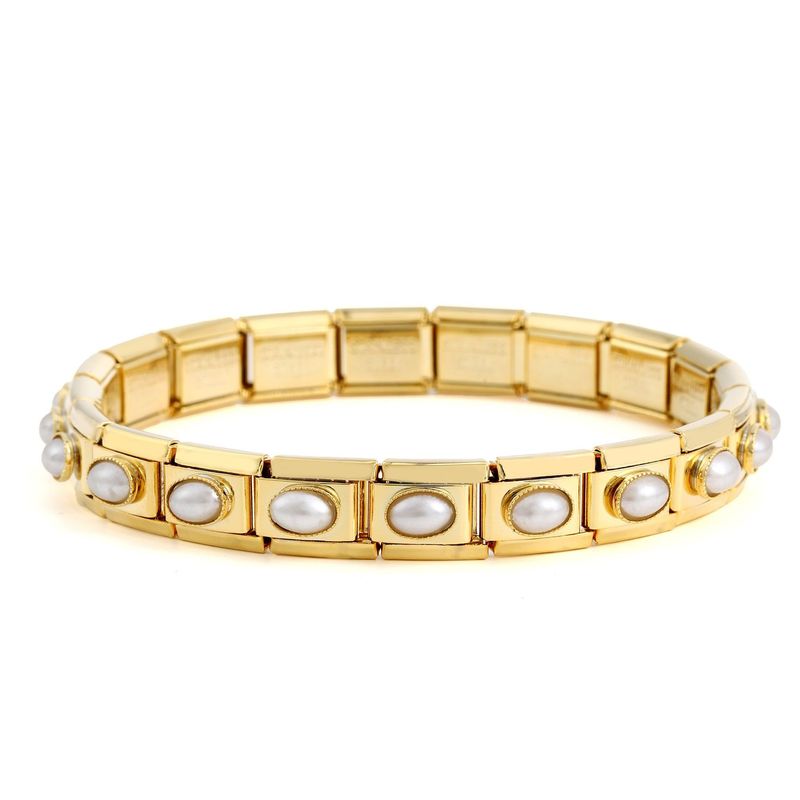 Pulsera DIY con corona de perlas de gallo arcoíris, módulo universal de acero inoxidable de 9 mm, estilo nórdico italiano_voghion.com