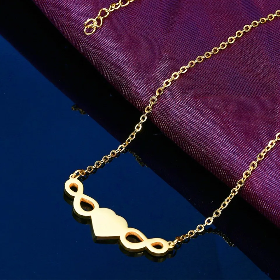 Hjärta infinity halsband i rostfritt stål för damer_voghion.com