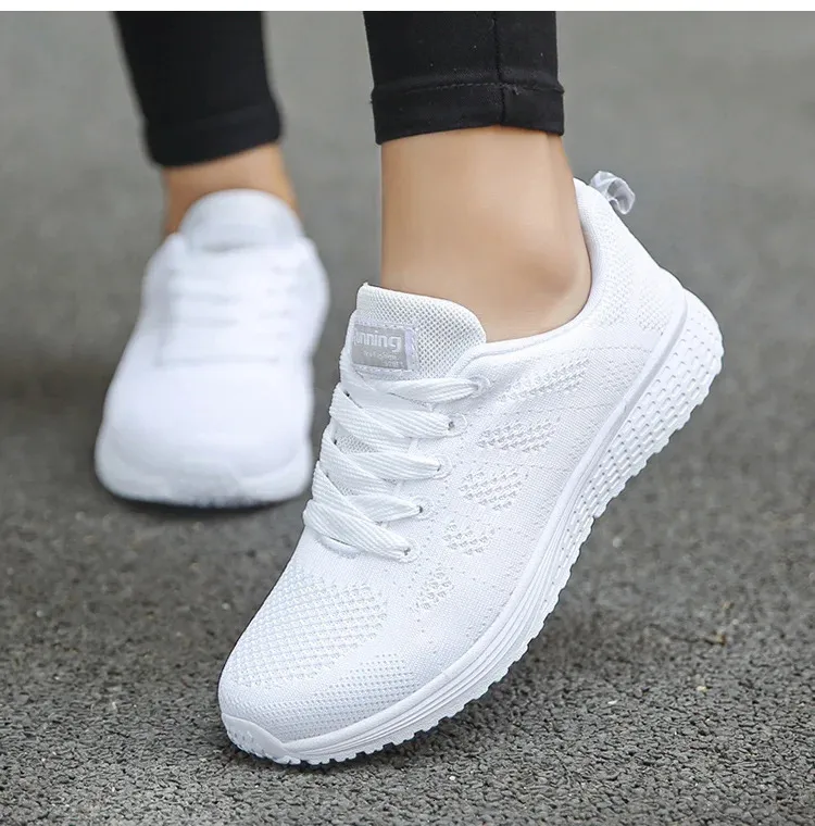 Chaussures plates légères à lacets, style infirmière, bout rond, pour femmes, grandes tailles 241213_voghion.com