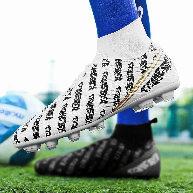 Männer Outdoor Hot Sale Ultraleicht Fussballschuhe High-Top FG/TF Professionell Laang Spikes Knöchel Unisex Komfort Fussball_voghion.com