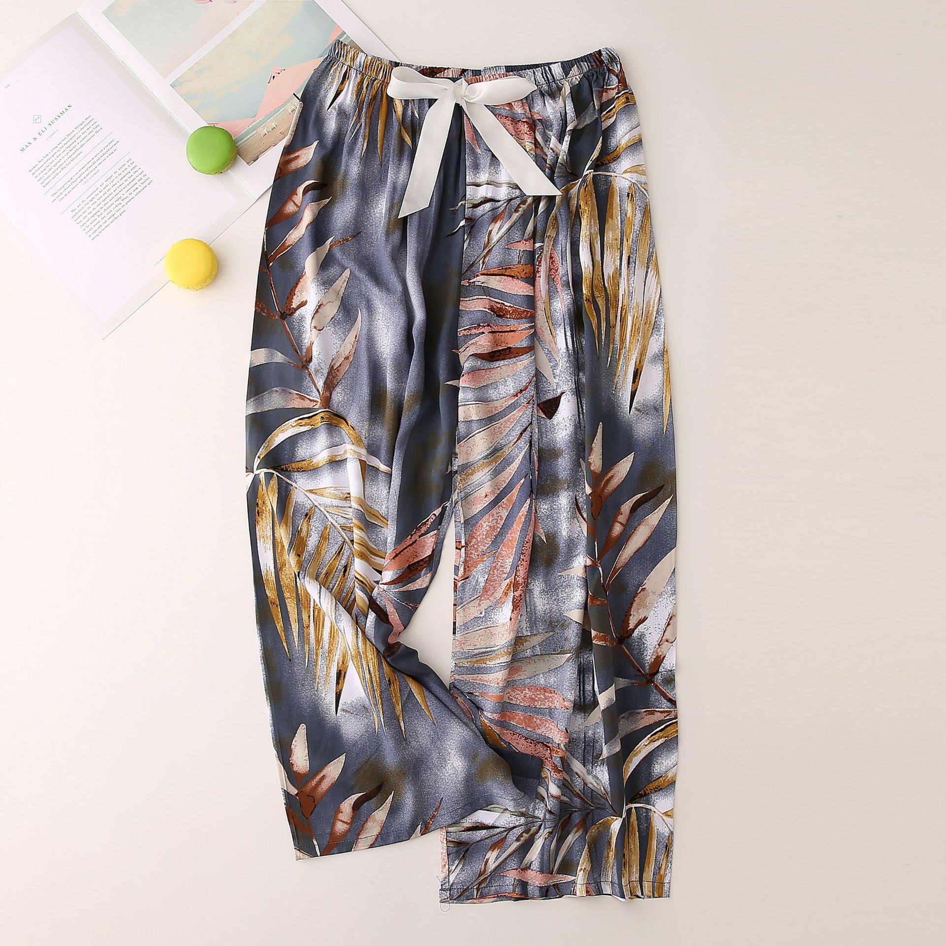 Nachtwäsche für Damen Seidenpyjamahosen für Damen, dünn, große Hosen mit weitem Bein, können draußen getragen werden, Damen-Einzelhosen_voghion.com