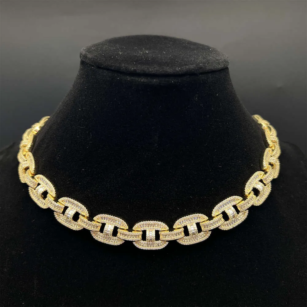 Collana di gioielli hip-hop in argento sterling Sier con catena a maglie cubane in moissanite ghiacciata per rapper_voghion.com